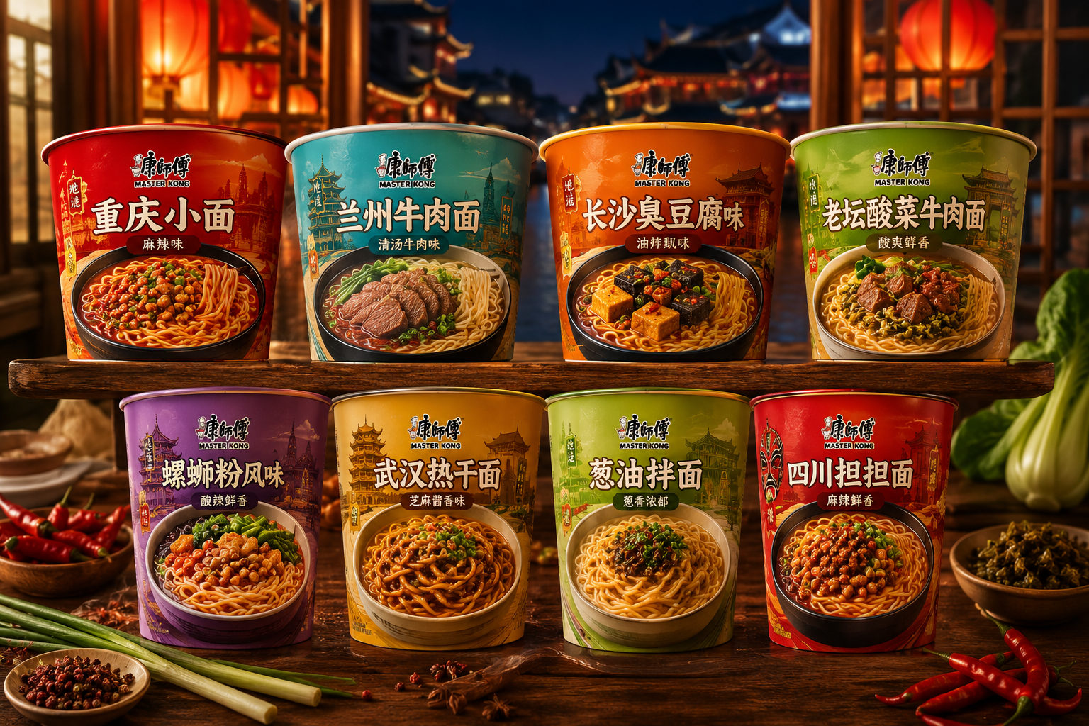 Các sản phẩm mì ăn liền hương vị địa phương của Master Kong